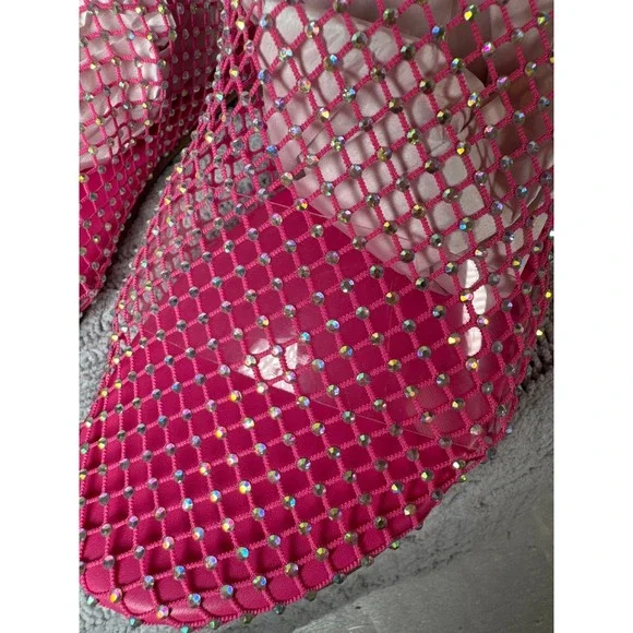 Cape Robbin‎ Rhinestone Mesh Flats Hot Pink Ballet Flats Women's Shoes Size 8 - Picture 2 of 6